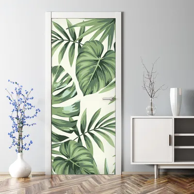 Produktbild von Dekorative Aufkleber selbstklebend Klebefolie Türaufkleber Türposter  Grüne Palmblätter 77 x 200 cm
