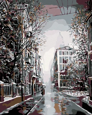 Obrázok produktu pre Zuty - Maľovanie podľa čísel - PRECHÁDZKA PODVEČERNOU ULICOU, 40x50 cm, vypnuté plátno na rám