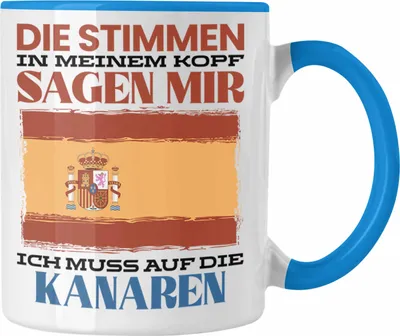 Produktbild von Trendation - Kanaren Tasse Urlaub Heimat Geschenk Spruch Spanier Geschenkidee (Blau)