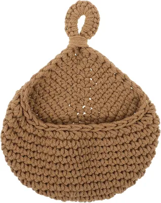 Produktbild von Handgewebter Jute-Hängekorb in Tropfenform für Obst und Gemüse mit Wandmontage im Boho-Stil für Küche und Wohnzimmer