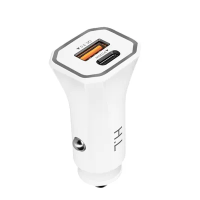 Produktbild von Avizar, Autoladegerät mit zwei USB 3.0 und USB-C Power Delivery Anschlüssen, Weiß