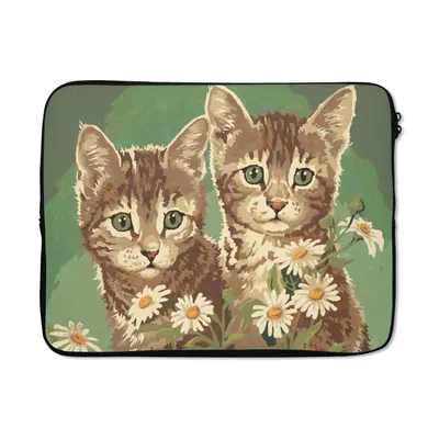 Produktbild von MuchoWow® Laptop Hülle 17 Zoll Laptoptasche Eine Illustration von zwei Kätzchen in Pop Art - Zipper - Schutzabdeckung