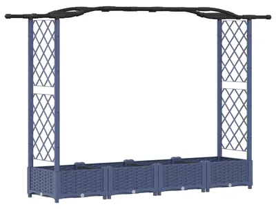 Produktbild von Hochbeet mit Rankgitter und Dach Grau 207 x 40 x 123 cm PP