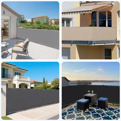 Produktbild von Sekey Balkon Sichtschutz Balkonbespannung PES mit Ösen 100% Privatsphäre, 100 x 300 cm