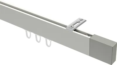 Produktbild von Interdeco Innenlaufstange / Gardinenstange mit Innenlauf Weiß / Edelstahl-Optik, Typ Smartline Lox (Quader) Deckenmontage, 14x35 mm 1-läufig, 540 cm