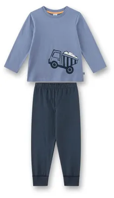 Produktbild von Sanetta Jungen Schlafanzug, lang - Kids, Bagger, Baustelle, Velour Single, Baumwolle Blau 116
