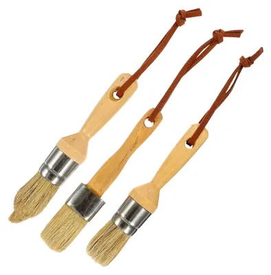 Produktbild von 3er Set Borstenpinsel mit Holzgriff – Runde Multifunktionspinsel für Holz- und Bastelfarben