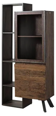 Produktbild von MASSIVMOEBEL24.DE Vitrine Akazie / Altholz 90x40x183 braun lackiert SEVILLA #03