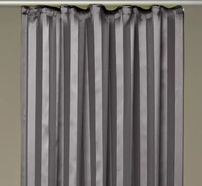 Produktbild von Gardine 2er Pack mit Kräuselband (Streifen, halbtransparent), Größe: 140x145cm, Farbe: Anthrazit