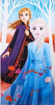 Produktbild von Disney Frozen 2 Handtuch Anna und Elsa mit Blättern 70 x 140 cm, 100% Baumwolle