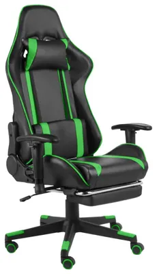 Immagine prodotto di Sedia da gaming – Sedia da gioco ergonomica verde con poggiapiedi pieghevole