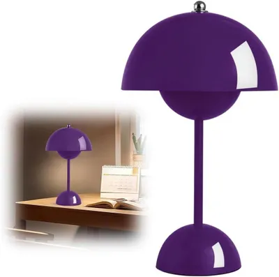Image de Lampe de table "Champignon" - Éclairage d'ambiance - Usage décoratif - Rechargeable sans fil - 1800-2000 mAh - Violet