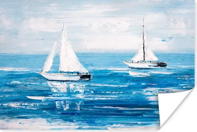 Produktbild von MuchoWow® Poster Malerei - Ölfarbe - Boot - Wasser 90x60 cm - Schlafzimmer