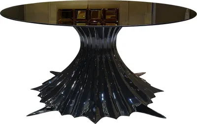 Produktbild von Casa Padrino Luxus Designer Esstisch Hochglanz Schwarz / Schwarz Ø 180 x H. 78 cm - Handgefertigter Esszimmertisch mit runder Glasplatte - Luxus Esszimmer Möbel - Luxus Qualität