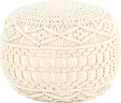 Zdjęcie produktu dla The Living Store Pufa z makramy ręcznie robiona 45x30 cm bawełna