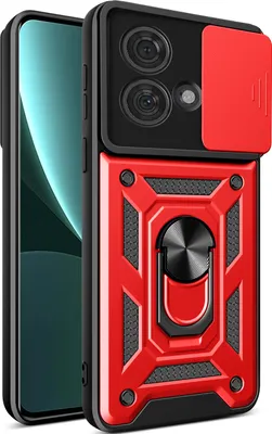 Obrázek produktu pro Pouzdro pro Motorola Edge 40 Neo s Kroužkem, Stojánek, Ochrana Kamery, TPU Nárazník, Silikonové Pouzdro červené