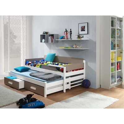 Obrázek produktu pro Dětská postel s přistýlkou 90x200 SELTERS - bílá / dub lanýž