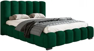 Produktbild von Polsterbett 180x200 Pearl mit Bettkasten - Doppelbett, Schlafzimmer, Metall Lattenrost - Samtstoff Grün