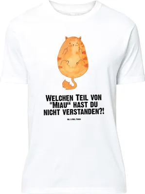 Produktbild von Mr. & Mrs. Panda Größe L T-Shirt Katze Mittelfinger - Weiß - Geschenk, Tshirt, Mietze, Kater, Katzen, Shirt, Cats, mit Spruch, Cat