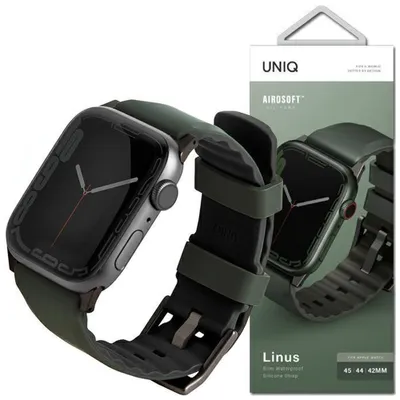 Produktbild von Uniq Band Linus Apple Watch Serie 4/5/6/7/8/Se/Se2/Ultra 42/44/45Mm. Airosoft Silikon Grün/Moosgrün