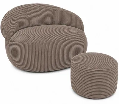 Produktbild von Sitzsack XXL mit abnehmbarem Cordbezug BANANAIR 110x100 cm + Fußhocker braun