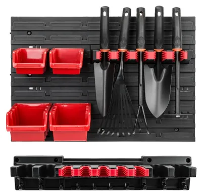 Immagine prodotto di Pannello portattrezzi - Sistema di stoccaggio per garage - Pannello per officina - 57,5 x 39 cm - Supporto per attrezzi da giardino