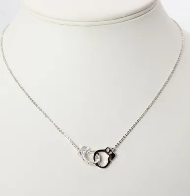 Produktbild von Halskette mit Strass Handschellen Anhänger Silber