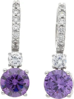 Produktbild von Creolen Silber 925 Zirkonia lila JL10-06-2780 JuwelmaLux