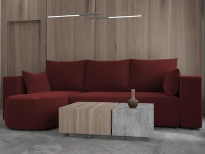 Produktbild von 4ALL HOME Ecksofa mit Schlaffunktion Tivo 246x145 cm - Couch - Sofa mit Bettkasten - Eckcouch - L-Form - Schlaffsofa - Schlafsofa mit Bettkasten - Universal Velo 628 Rotwein