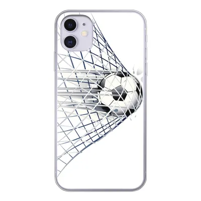 Produktbild von MuchoWow® Handyhülle Schutzhülle Hülle für iPhone 11 Eine Illustration eines Fußballs, der ins Tor geht - Jungen - Mädchen - Kinder Silikon Softcase Handy Hülle - Handytasche