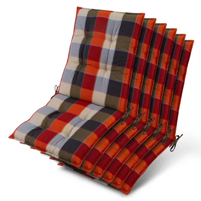 Produktbild von Beautissu 6er Set Sun-NL Niederlehner Auflage 105x50x8cm Orange-Beige-Kariert