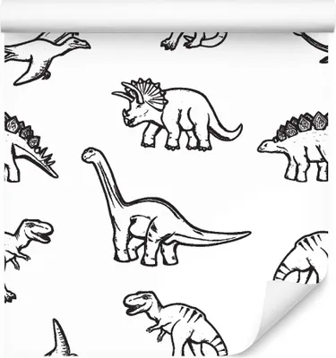 Zdjęcie produktu dla Tapeta ścienna dla dzieci Bajkowe Słodkie Urocze dinozaury z modnym efektem 3D
