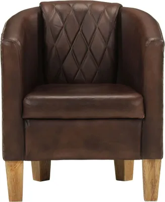 Image de vidaXL Fauteuil marron foncé cuir véritable