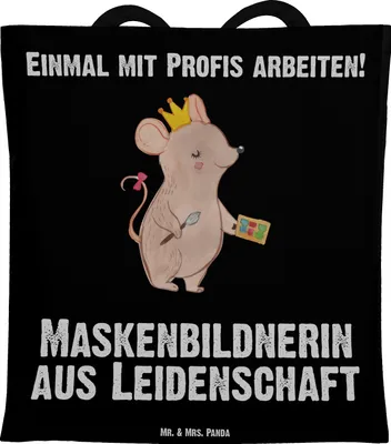 Produktbild von Mr. & Mrs. Panda Schultasche Maskenbildnerin Leidenschaft - Schwarz - Geschenk, Kosmetikstudio, Tragetasche, Ausbildung, Jutebeutel, Tasche, Spruch, Tote Bag, Shopping