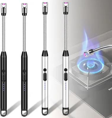 Immagine prodotto di Set di 4 accendini a stelo, accendini al plasma, accendini elettrici, accendini a arco elettrico, ricaricabili tramite USB, accendini al plasma