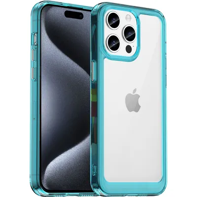 Obrázek produktu pro Pouzdro pro iPhone 15 Pro průhledné, nárazuvzdorné TPU silikonové ochranné pouzdro nebesky modré