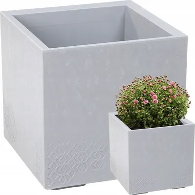 Zdjęcie produktu dla Doniczka Lamela | Karo | 40cm | jasnoszary beton