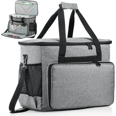 Produktbild von Oxford Stoff Nähmaschinen Tasche, Tragbare Aufbewahrung, Handgepäck, Werkzeugtasche, Grau, 42x26x33 cm, gepolstert, vielseitig