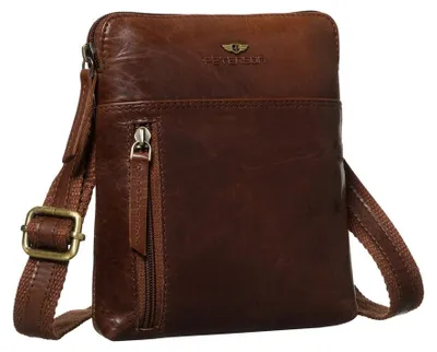 Obrázok produktu pre Peterson pánska kožená crossbody taška hnedá 19x16,5 cm