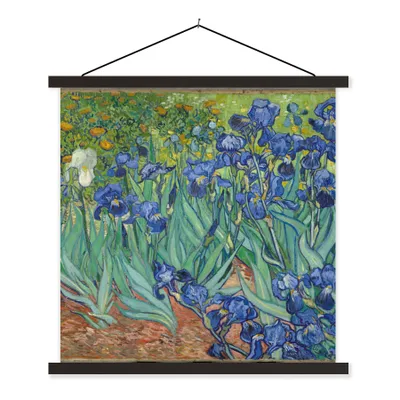 Produktbild von MuchoWow® Textilposter Schwertlilien - Vincent van Gogh 120x120 cm mit schwarzem Rahmen - Aufhängungsset