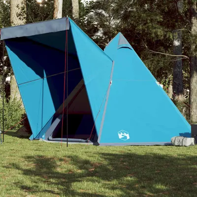 Image de vidaXL Tipi tente familiale 6 personnes bleu imperméable