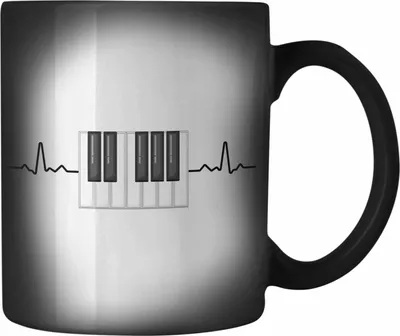 Produktbild von Trendation - Piano Klavier Geschenkidee Heartbeat Pianist Farbwechsel Zauber-Tasse Geschenk Lustige Grafik (Schwarz)