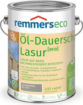 Produktbild von Remmers Öl-Dauerschutz-Lasur [eco] silbergrau (RC-970) 2,5 l, Holzlasur aussen