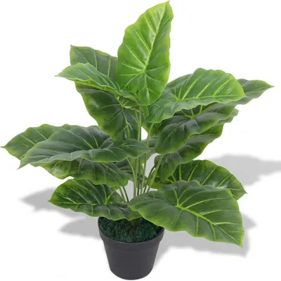 Zdjęcie produktu dla Sztuczna Kolokazja Jadalna (Taro) Z Doniczką, 45 Cm, Zielona Lumarko!