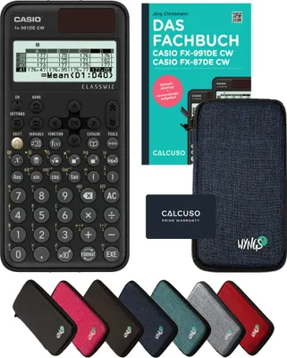 Produktbild von Casio fx-991DE CW inkl. Schutztasche Blau & Fachbuch (160 Seiten, DIN A5) – Wissenschaftlicher Rechner – Smart Set