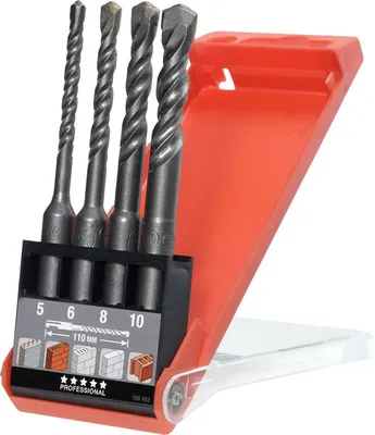 Produktbild von kwb 240400 40Cr steel Hammer drill bit 4-piece 5 mm, 6 mm, 8 mm, 10 mm Total length 110 mm SDS-Plus 1 Set