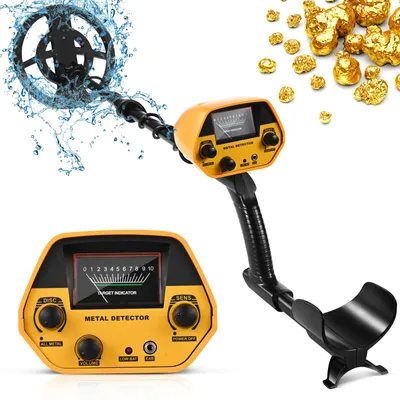Produktbild von Metalldetektor - Wasserdichtes Metallsuchgerät - Hohe Präzision - LCD Display - Kopfhöreranschluss - Signalton-Suchspule - Gelb