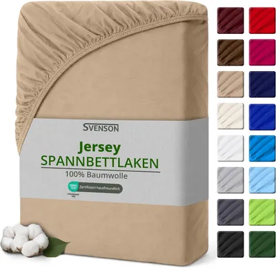 Productafbeelding van Jersey Hoselaken 100% katoen, 180 x 200 cm zand/Cappucino