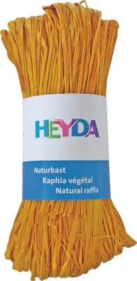 Produktbild von Naturbast 50g dottergelb Packung mit 5 Stück