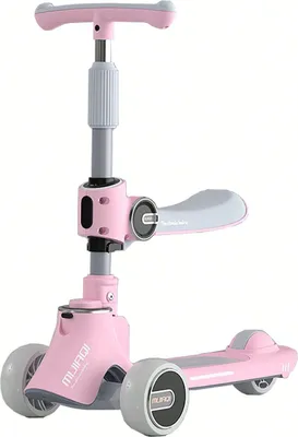 Produktbild von 3 in 1 Kinder Scooter, mit LED & Musik, höhenverstellbar, Sitzfunktion, für 2-8 Jahre, Rosa